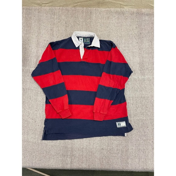M & M Other - VINTAGE AMERICAN EAGLE STRIPED SHIRT MENS MEDIUM RED 2000S Y2K RUGBY LONG SLEEVE